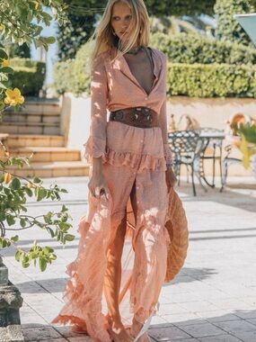 Chasing Unicorns Peach Floral Maxi Dress
